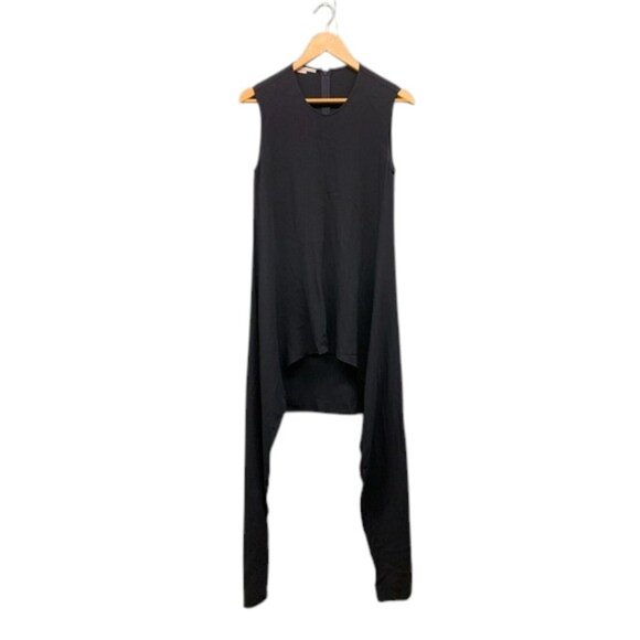 Stella McCartney Women’s 6 (42) Black Tiered Asymmetric Crepe Dress Elegant Midi - Picture 2 of 14